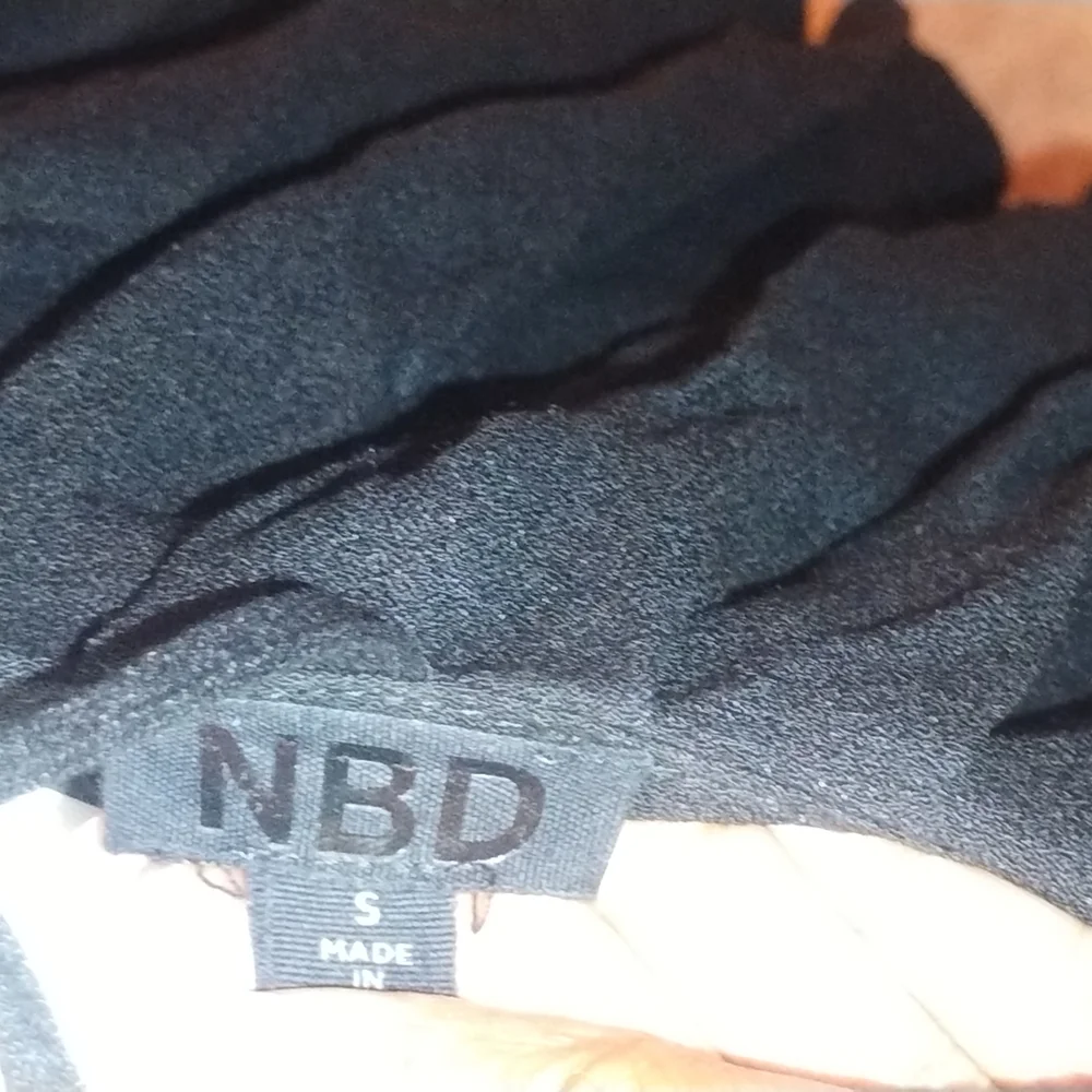 NBD Black Halter Mini Dress with Deep V - Picture 2 of 3